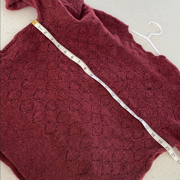 Old Navy Wool-Blend Wrap-Front Sweater pointelle red burgundy umber earth M - Picture 4 of 5